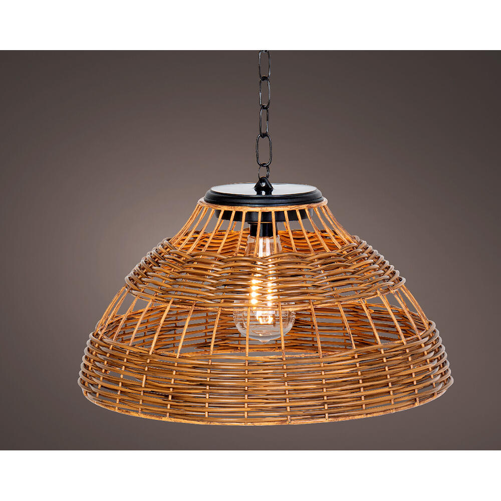 Lanterna Solare Da Esterno OKINAWA – Altezza 24 Cm, Colore Marrone, Struttura In Bambù, Luce LED Calda 9W, Ricaricabile USB O Solare, Con Telecomando E Dimmer